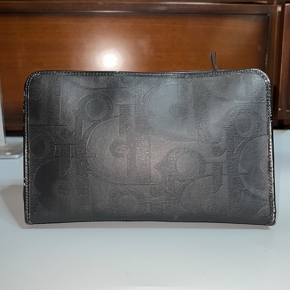 CHRISTIAN DIOR VINTAGE BLACK MONOGRAM CANVAS CLUTCH - Picture 10 of 16